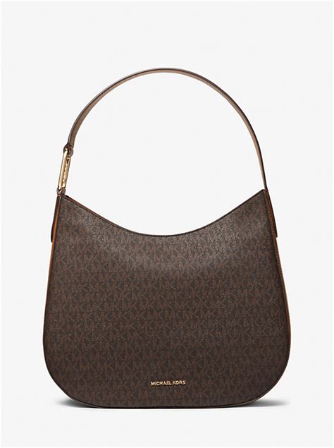 michael kors lg shldr|Kensington Large Signature Logo Hobo Shoulder Bag .